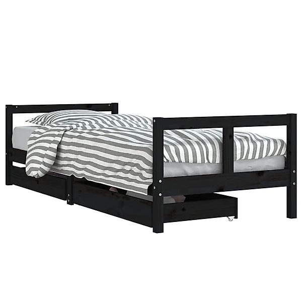 vidaXL Kinderbett mit Schubladen Schwarz 80x200 cm Massivholz Kiefer 834407 günstig online kaufen