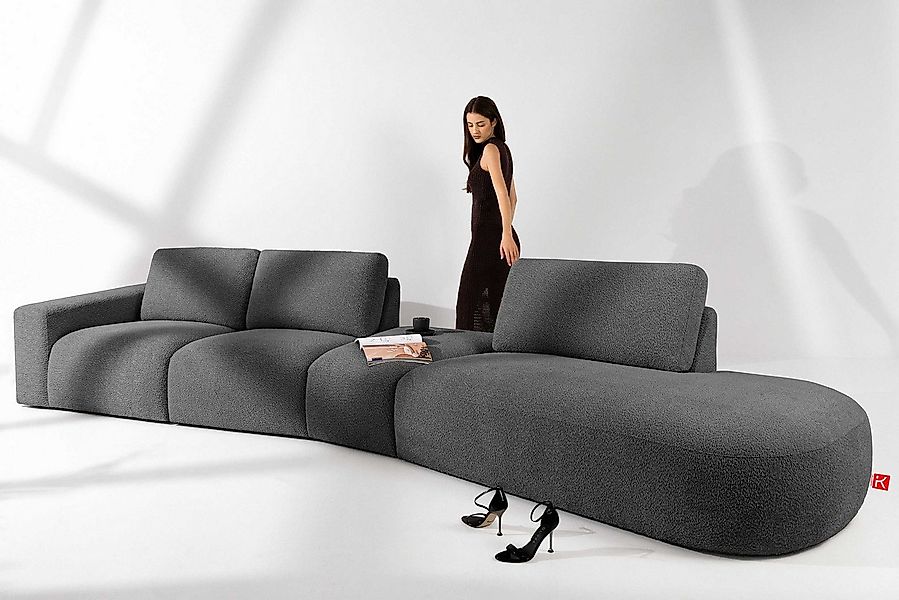 KONSIMO® Ecksofa ZUCCO Ecksofa rechts, 4 Teile, organische Form, hergestell günstig online kaufen