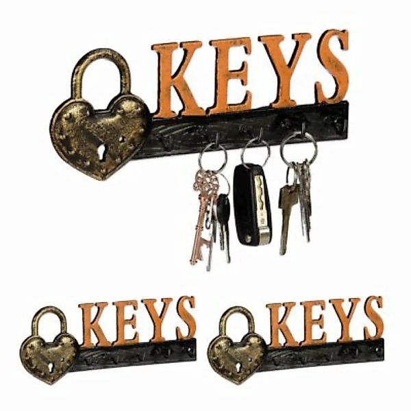 relaxdays 3 x Schlüsselbrett Keys orange/schwarz günstig online kaufen