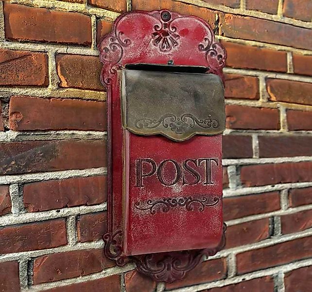Briefkasten POST Zink Vintage Postkasten Rot patiniert Wandbriefkasten Land günstig online kaufen