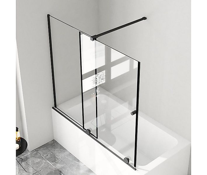 Boromal Duschwand Glas Badewanne Badewannenaufsatz Schiebetür Schwarz Desig günstig online kaufen