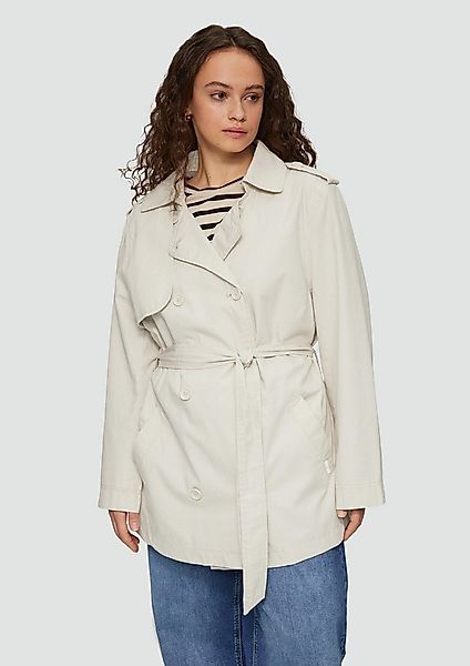 QS Funktionsjacke Outdoor-Jacke Kurzer Trenchcoat aus Baumwolle mit Gürtel günstig online kaufen