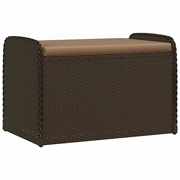 furnicato Sitzbank mit Stauraum & Kissen Braun 80x51x52 cm Poly Rattan günstig online kaufen