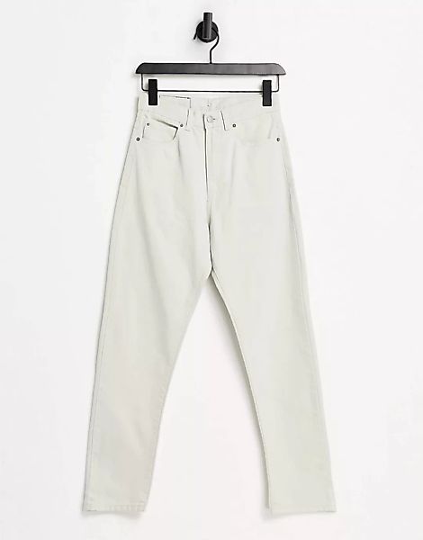 Dr Denim – Shift Workers – Mom-Jeans mit hohem Bund in Stein-Weiß günstig online kaufen