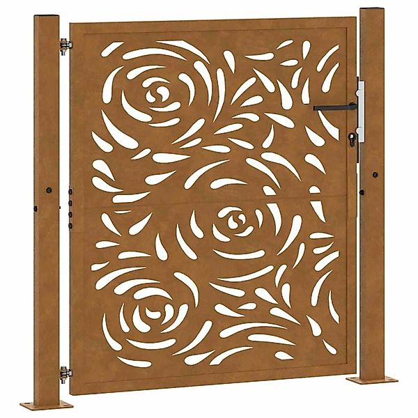 vidaXL Gartentor 105 x 105 cm Verwitterungsstahl Flammendesign 4100994 günstig online kaufen
