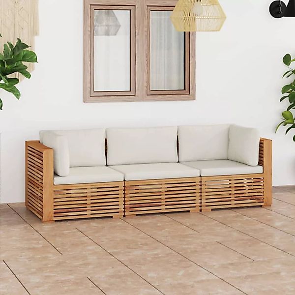 3-sitzer-gartensofa Mit Kissen Massivholz Teak günstig online kaufen