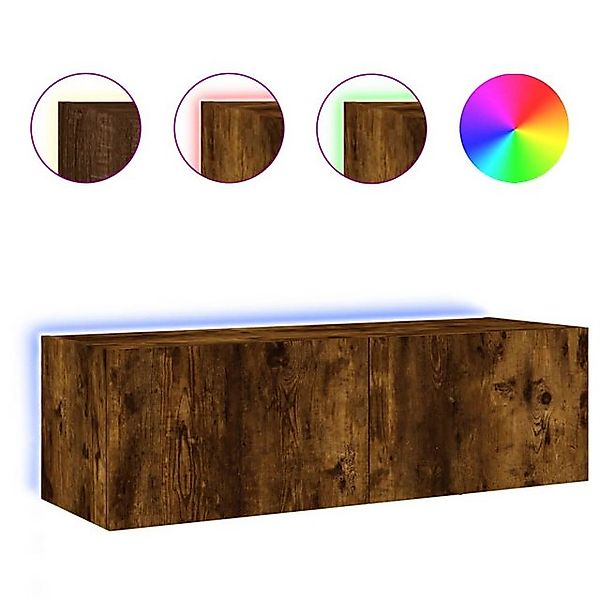 vidaXL TV-Schrank TV-Wandschrank mit LED-Leuchten Räuchereiche 100x35x31 cm günstig online kaufen