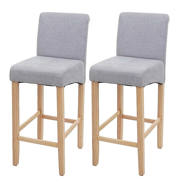 PROREGAL 2er-Set Barhocker Gepolstert Mit Lehne Sitzhöhe 75cm Holz Hellgrau günstig online kaufen