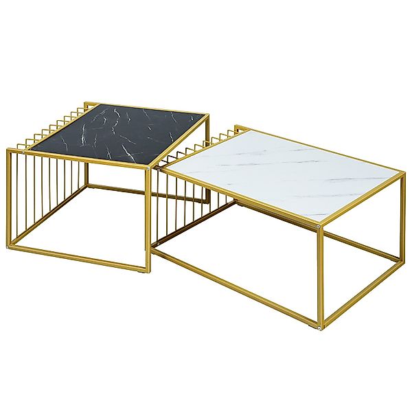 COSTWAY Beistelltisch (2-St., 2 Stücke), Marmor, günstig online kaufen