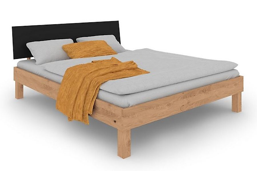 Natur24 Einzelbett Zigo Bett 233 x 95 x 84 cm Wildeiche MDF Natur Schwarz günstig online kaufen