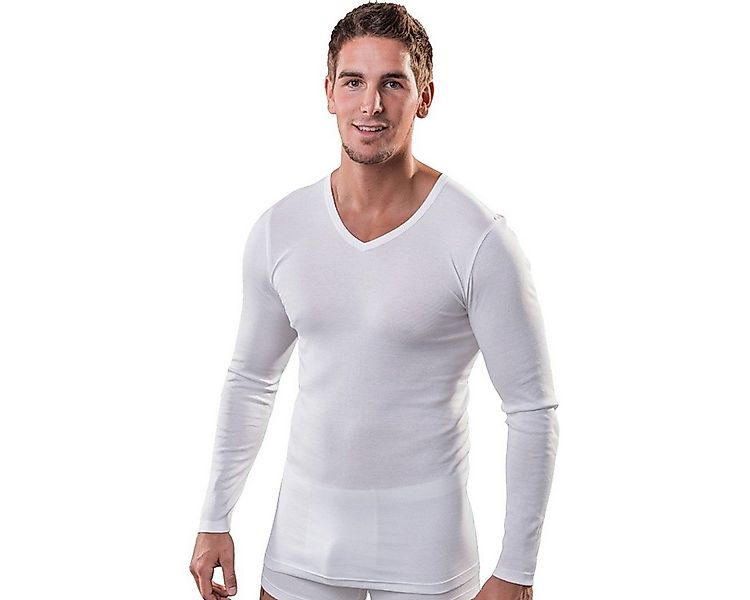 HERMKO Unterziehshirt 164680 Herren langarm Shirt mit V-Ausschnitt aus Baum günstig online kaufen