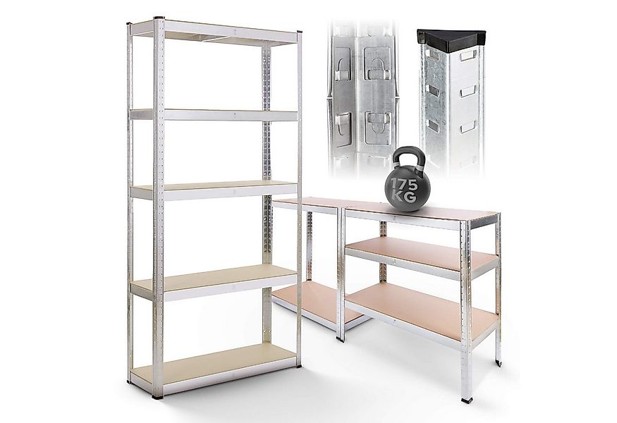 Arebos Schwerlastregal 180x90x40 cm, 5 Böden, 875 kg Traglast, Steckregal, günstig online kaufen