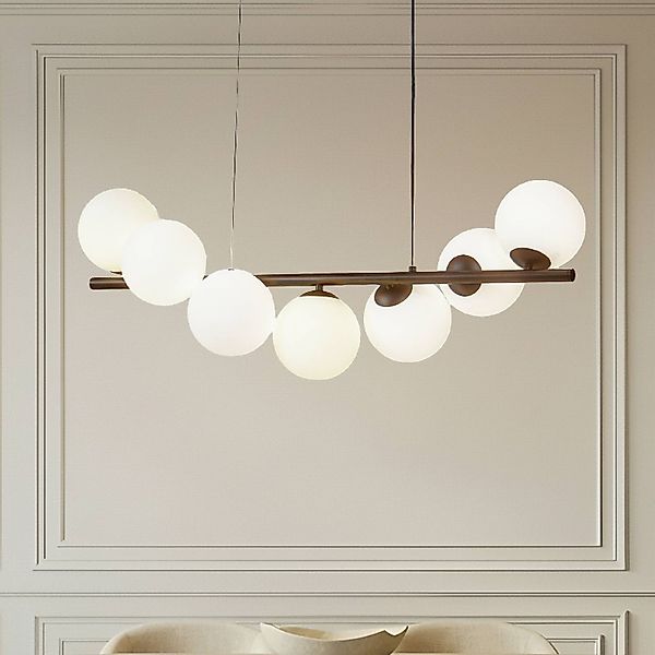 Lucande Hängeleuchte Isandro, schwarz / opal, 7-flammig günstig online kaufen