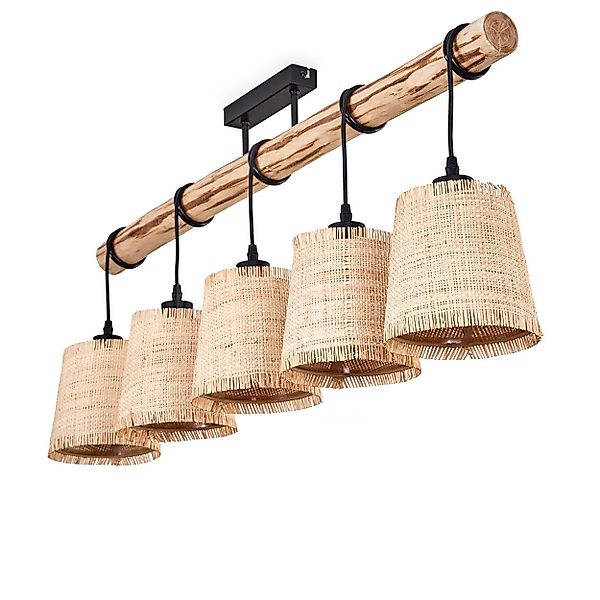 hofstein Deckenleuchte moderne Deckenlampe aus Holz/Metall/Bast günstig online kaufen