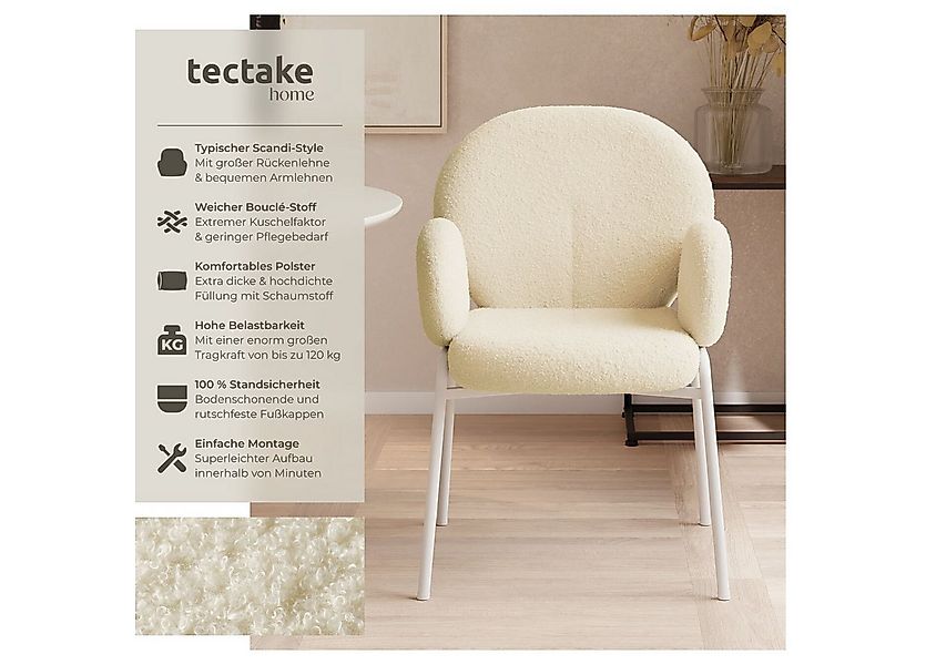 tectake Esszimmerstuhl Stuhl Scandi gepolstert, Bouclé-Stoff (Set, 1 St), E günstig online kaufen