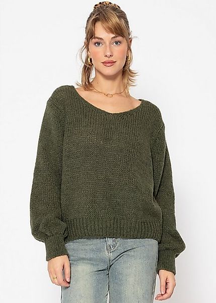 SASSYCLASSY Strickpullover Oversize Pullover Damen Damenpullover mit V-Auss günstig online kaufen