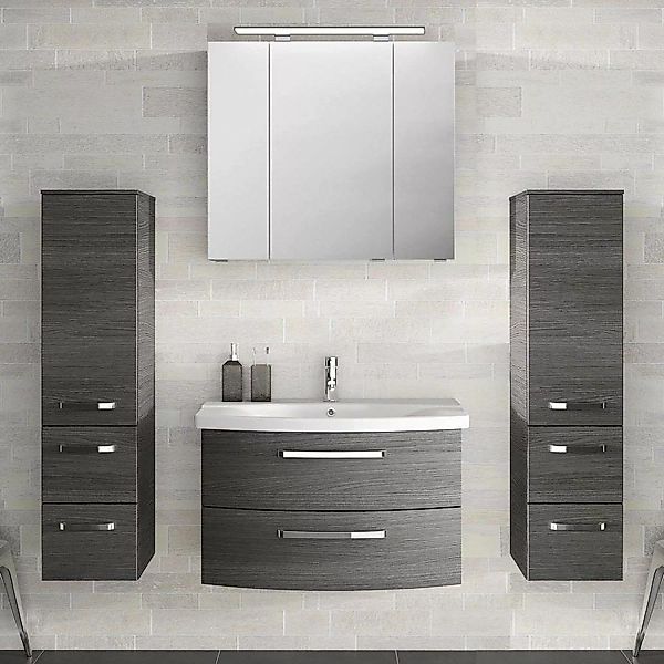 Badezimmer Komplett-Set mit 80cm Keramik Waschtisch, Spiegelschrank inkl. L günstig online kaufen