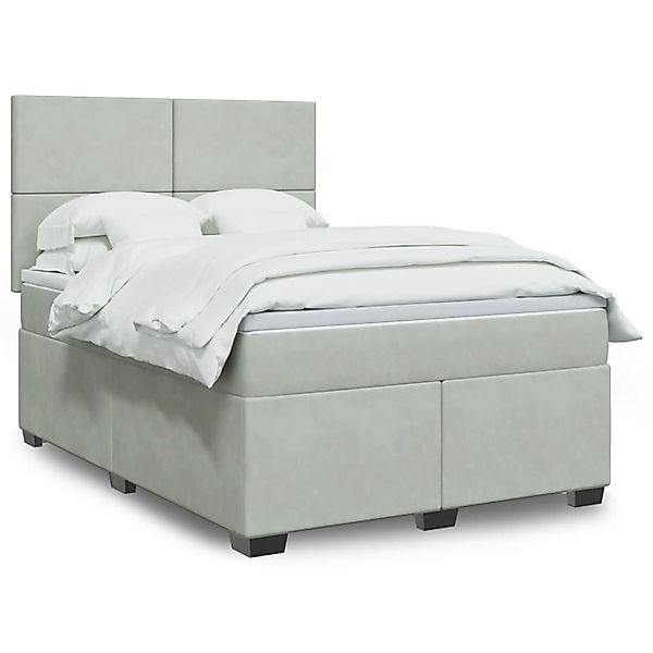 vidaXL Boxspringbett mit Matratze Hellgrau 140x200 cm Samt 3293224 günstig online kaufen