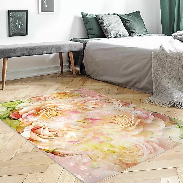Vinyl-Teppich Watercolor pastell Rose günstig online kaufen