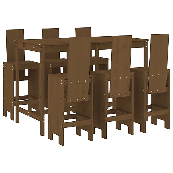 vidaXL 7-tlg Gartenbar-Set Honigbraun Massivholz Kiefer Modell 1 günstig online kaufen
