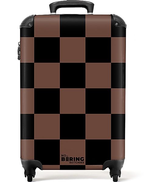 NoBoringSuitcases.com© Hartschalen-Trolley Braun mit schwarzem Schachbrettm günstig online kaufen
