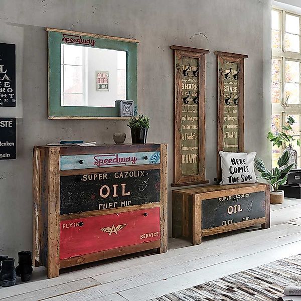 Flurgarderobenset im Vintage Look Recyclingholz (fünfteilig) günstig online kaufen