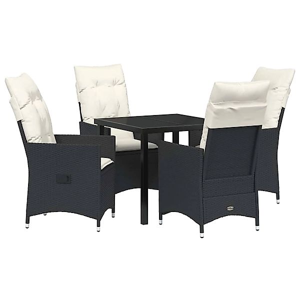 vidaXL Garten Essgruppe mit Kissen 5-Tlg Schwarz Poly Rattan 3379535 günstig online kaufen