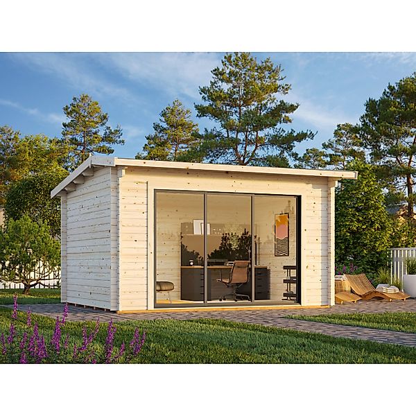 Palmako Gartenhaus Ines Slide 390 x 300 cm Lackiert Hellgrau-Anthrazit FSC® günstig online kaufen