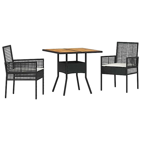 vidaXL Garten Essgruppe 3-Tlg Schwarz Poly Rattan 3334935 günstig online kaufen