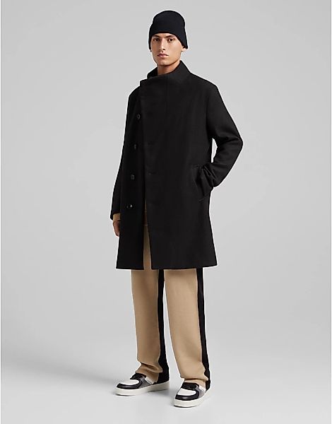 Bershka – Mantel mit Stehkragen in Schwarz günstig online kaufen