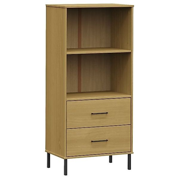 furnicato Bücherregal OSLO 2 Schubladen Braun 60x35x128,5 cm Massivholz, 1- günstig online kaufen