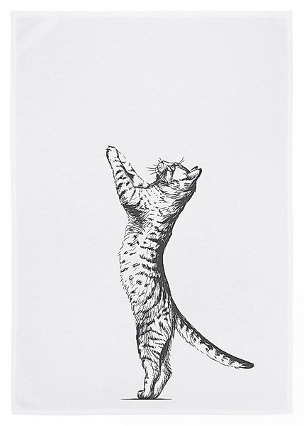 17,30 Hamburg Geschirrtuch Katze, Grau, (1-tlg), 50x70cm, Siebdruck günstig online kaufen