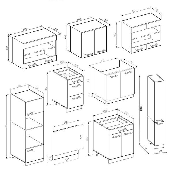 Vicco Küchenzeile R-Line Weiß/Anthrazit, 350 J-Shape, günstig online kaufen