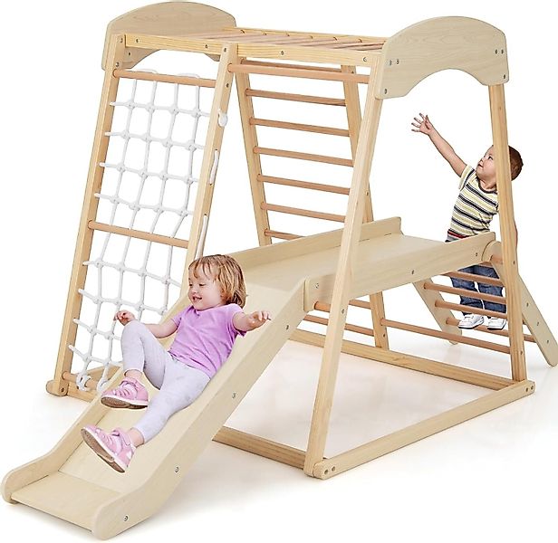 KOMFOTTEU Klettergerüst Kletterspielzeug, Indoor aus Holz günstig online kaufen