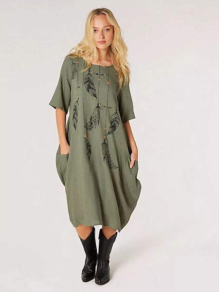 Apricot Midikleid Feather Necklace Print Cocoon Dress, (1-tlg) mit Seitenta günstig online kaufen