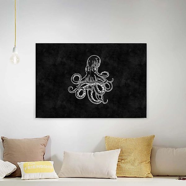 Bricoflor Tafel Bild Mit Oktopus Industrial Leinwandbild In Schwarz Weiß Fü günstig online kaufen