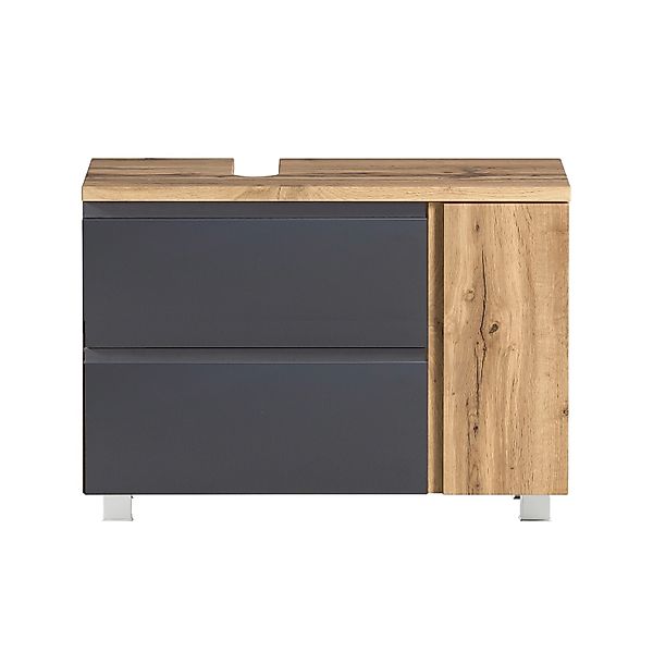 Held Möbel Unterbeckenschrank Ancona 85 cm matt Grau-Wotaneiche Ausschnitt, günstig online kaufen