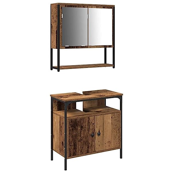 vidaXL Badezimmermöbel-Set mit Regal mit Tür 2-Tlg Braun Holzwerkstoff 3332 günstig online kaufen