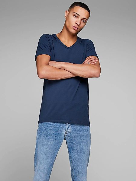 Jack & Jones T-Shirt "SLIM- FIT BASIC TEE V-NECK" mit V-Ausschnitt günstig online kaufen