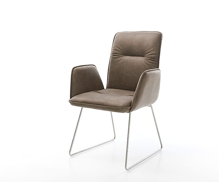 Esszimmerstuhl Vinja-Flex Mikrofaser Taupe Vintage Kufengestell Edelstahl günstig online kaufen