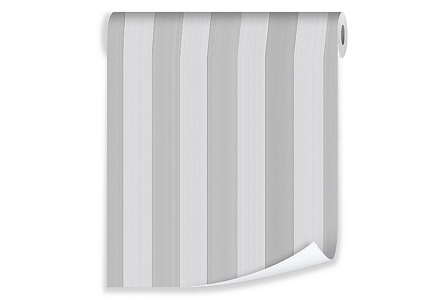 Wallarena Vliestapete Grau Weiß Streifen Wohnzimmer Schlafzimmer Tapete 3D günstig online kaufen