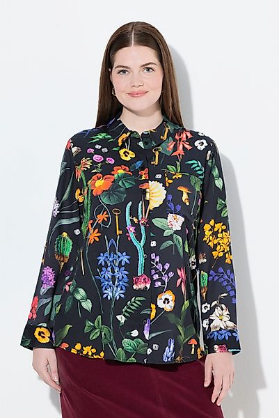 Ulla Popken Hemdbluse Hemdbluse Landhausdruck Hemdkragen günstig online kaufen
