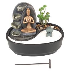 Lemodo Zimmerbrunnen Tischbrunnen mit Zen-Garten, Pumpe günstig online kaufen