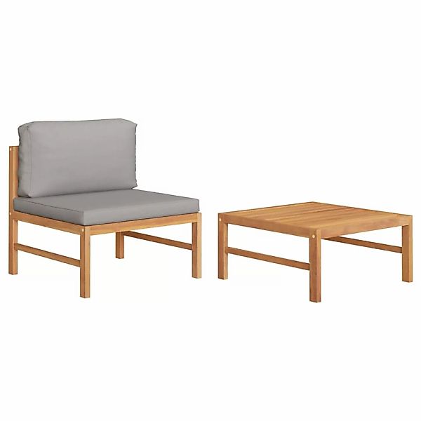 2-tlg. Garten-lounge-set Mit Dunkelgrauen Kissen Teakholz günstig online kaufen