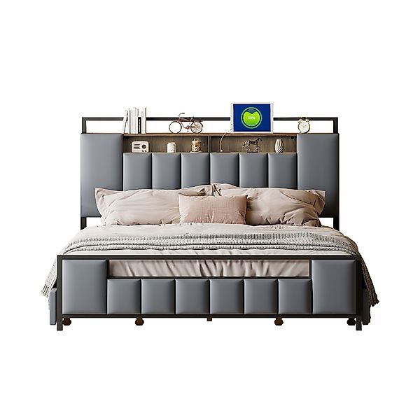 Flieks Metallbett, LED Polsterbett 160x200cm mit günstig online kaufen