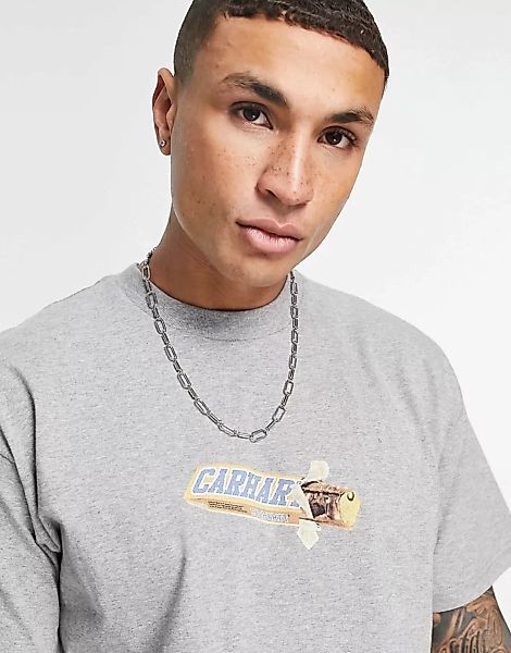 Carhartt WIP – T-Shirt in Grau mit Schokoladenriegel-Design günstig online kaufen