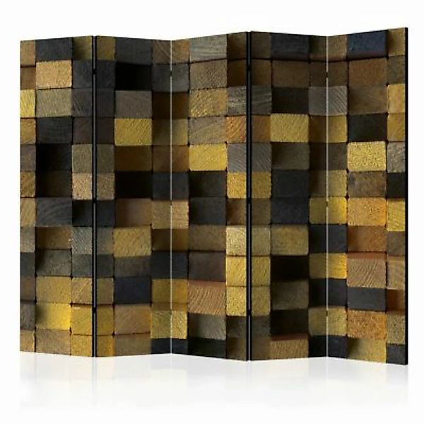 artgeist Paravent Wooden cubes II [Room Dividers] mehrfarbig Gr. 225 x 172 günstig online kaufen