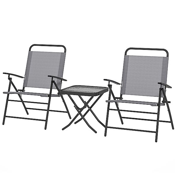 Outsunny 3-teiliges Gartenmöbelset mit 2 klappbaren Gartenstühlen mit verst günstig online kaufen