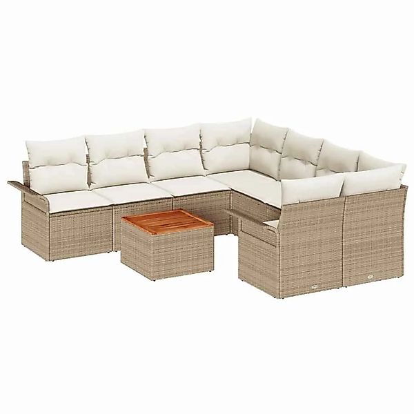 vidaXL Gartensofa-Set mit Speicher 9 Stk Beige und Creme Poly-Rattan 335597 günstig online kaufen