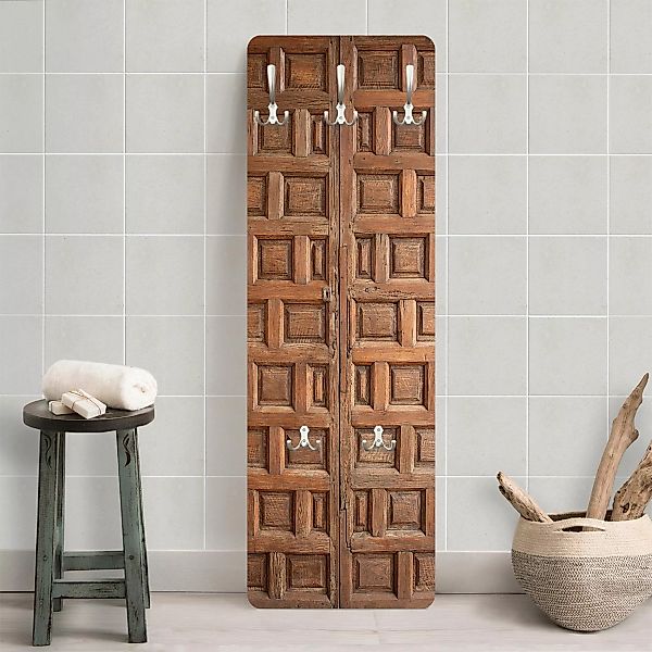 Wandgarderobe Holzpaneel Holzoptik Mediterrane Holztür aus Granada günstig online kaufen